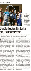 Lyrikprojekt | Schüler bauten für Jonke am Haus der Poesie | Kleine Zeitung | 2015-03-22