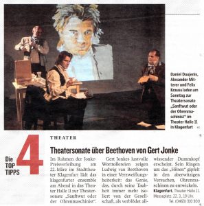 Theatersonate über Beethoven von Gert Jonke | Sanftwut oder der Ohrenmaschinist | Kleine Zeitung | 2015-03-18